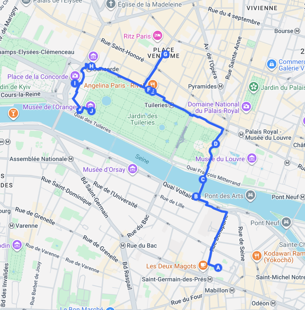 Map of the Rue de Rivoli Walk
