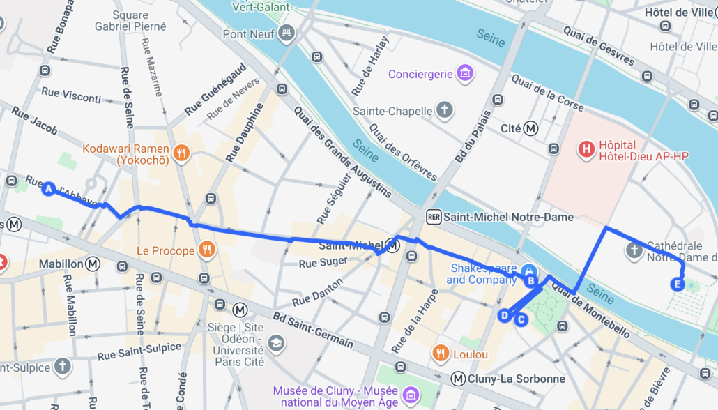 Map of Notre Dame Walk